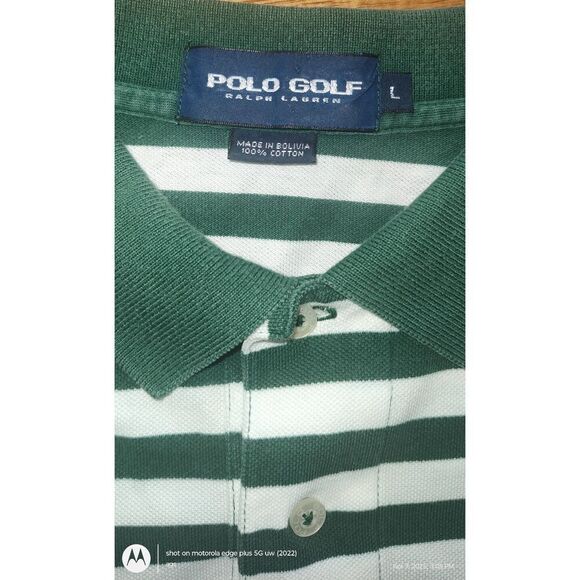 2005 US Open Pinehurst No. 2 Golf Polo Ralph Lauren Shirt Mens L Green Striped C - Picture 3 of 9